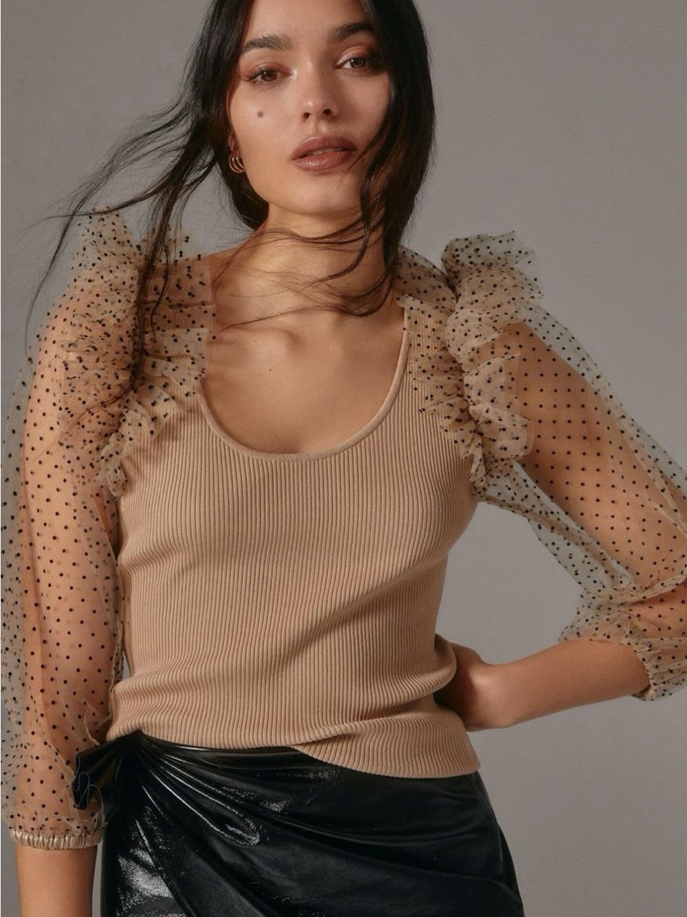 Anthropologie Polka Dot Sheer Sleeves